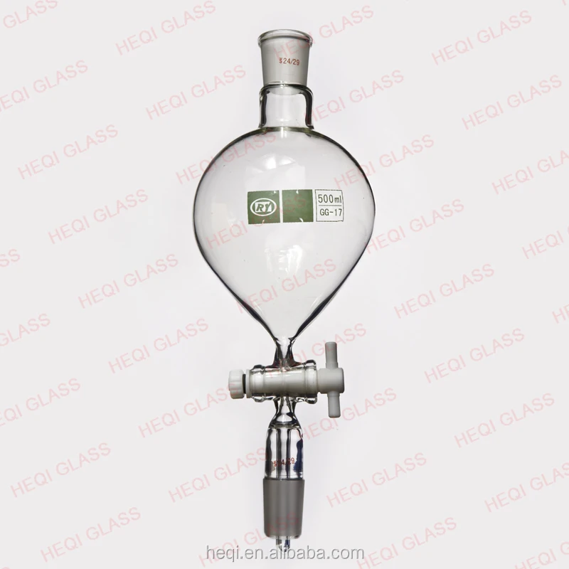 Лабораторная стеклянная сферическая сепарационная Воронка с ПТФЭ заглушкой