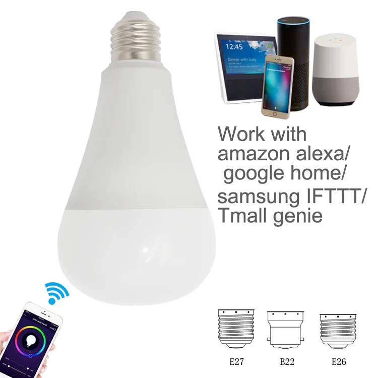 
12W RGBW CCT Color Changing App Remote Control work with Amazon Alexa Google Home smart bulb color changing chandelier bulbs 