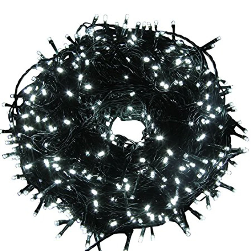 Safe 30V 8 Modes 500 LEDs 100m/328ft Black String Christmas Fairy Lights with DC Transformer for Indoor Outdoor Decoration
