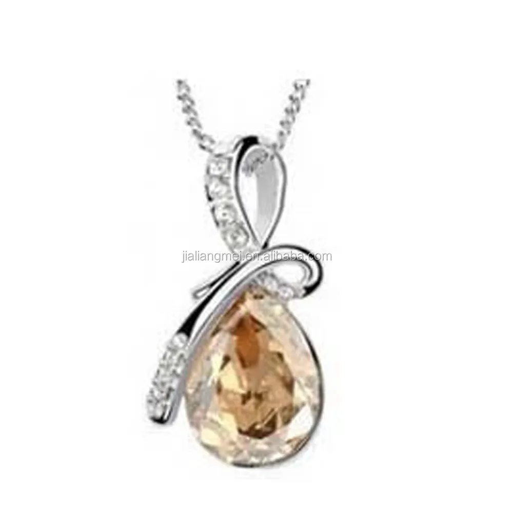 2015 China Wholesale blue Necklace Chain High Quality crystal silver jewelry necklace made of yiwu