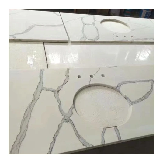 Kitchen Table Top Material White Calacatta Design Quartz Countertop