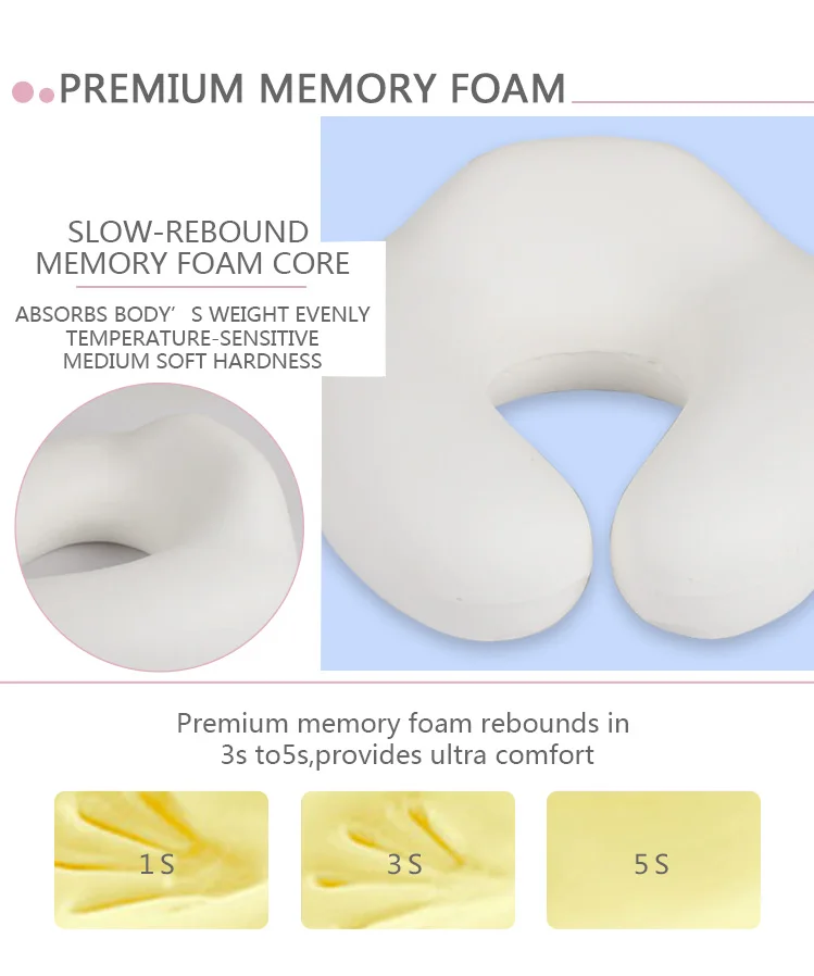 Custom Logo Memory Foam Material Travel Pillow Car Printing Flight Office Chair Neck Pillow