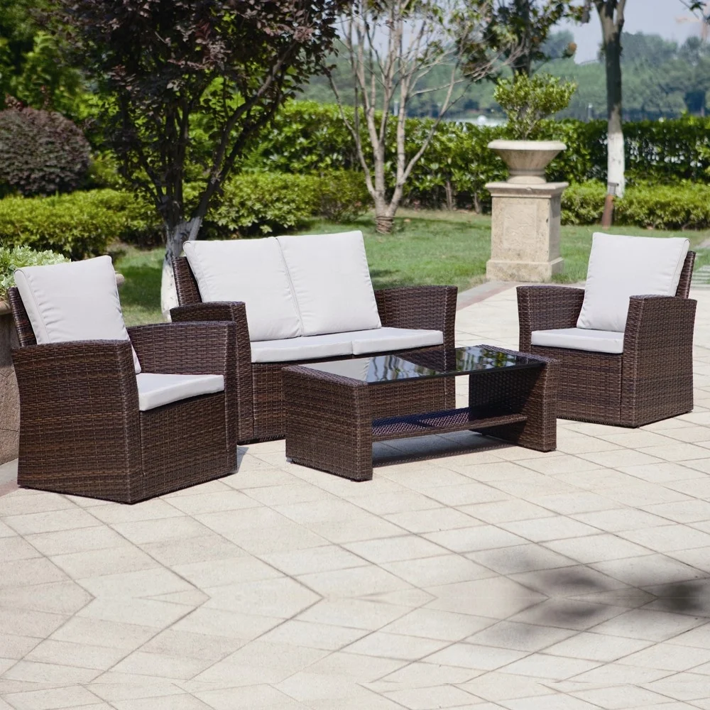 Outdoor furniture garden rattan chair and table set from shangqiu china