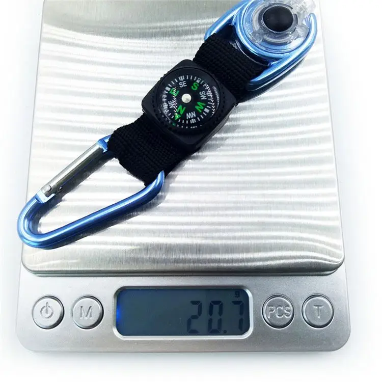 BT-A218 многофункциональный брелок со светодиодными лампами, алюминиевый компас, карабин