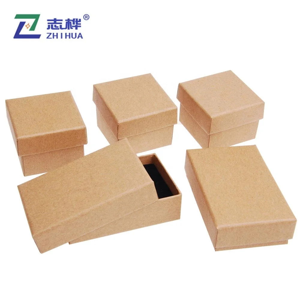 Simple Design Earrings Box Eco-friendly Kraft Paper Jewelry Packaging Customized Logo Ring Case