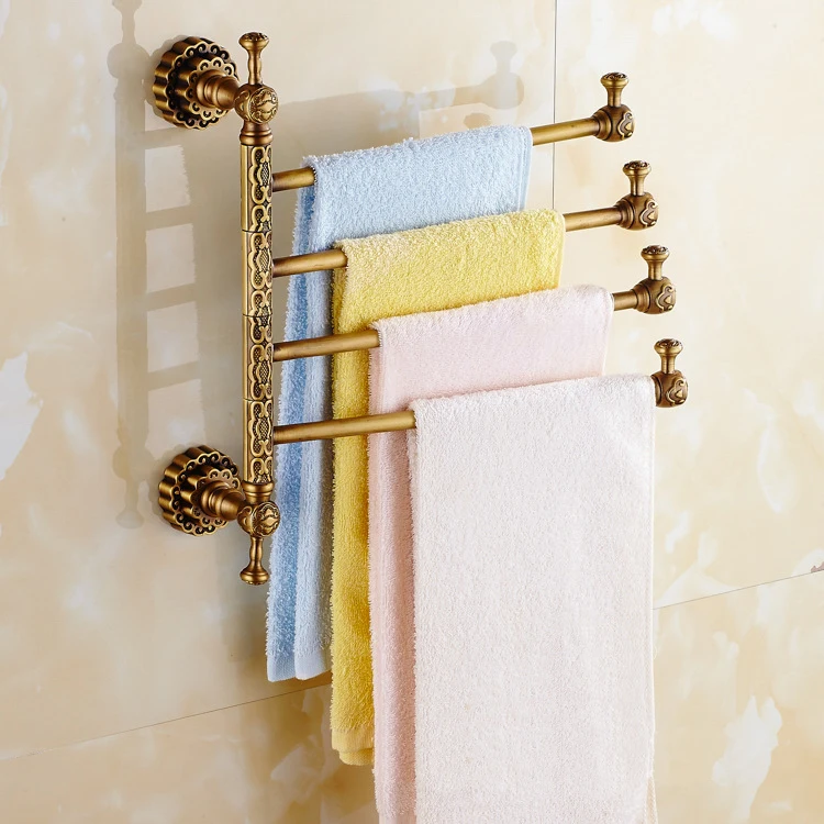 Exquisite antique brass flexible towel shelves with 4 bars bathroom towel bars BA0625