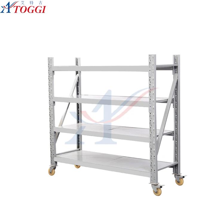warehouse metal storage rack shelving unit with wheels