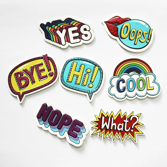cute fun pu leather sticker label patch