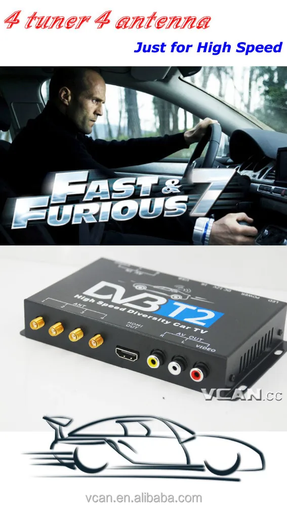 DVB-T24 Car DVB-T2 TV Receiver 4 Tuner 4 Antenna digital TV receiver High Speed DVB-T TDT automobile 160km HD four aerial FTA