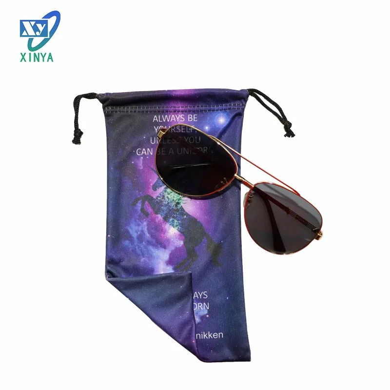 Printed eyeglasses soft pouch wholesale microfiber sunglasses bag