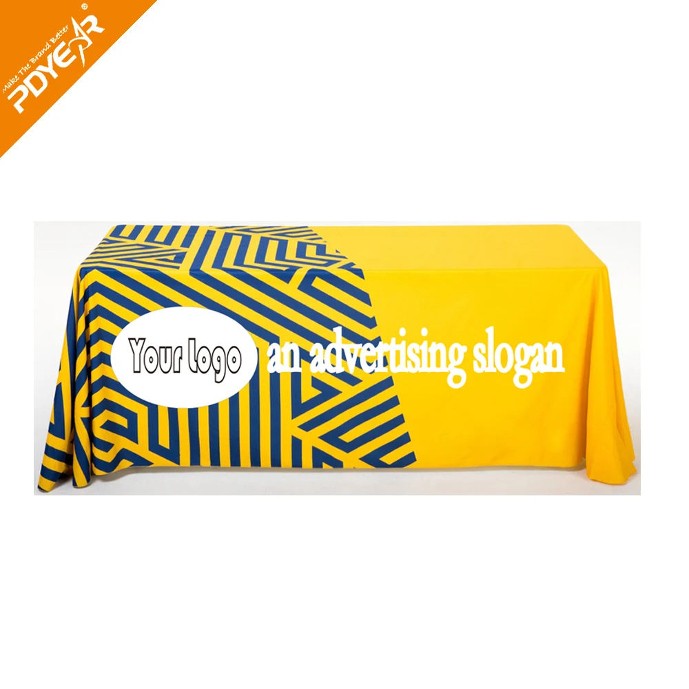 top quality free design custom logo printed stretch drape fitted tradeshow table cover