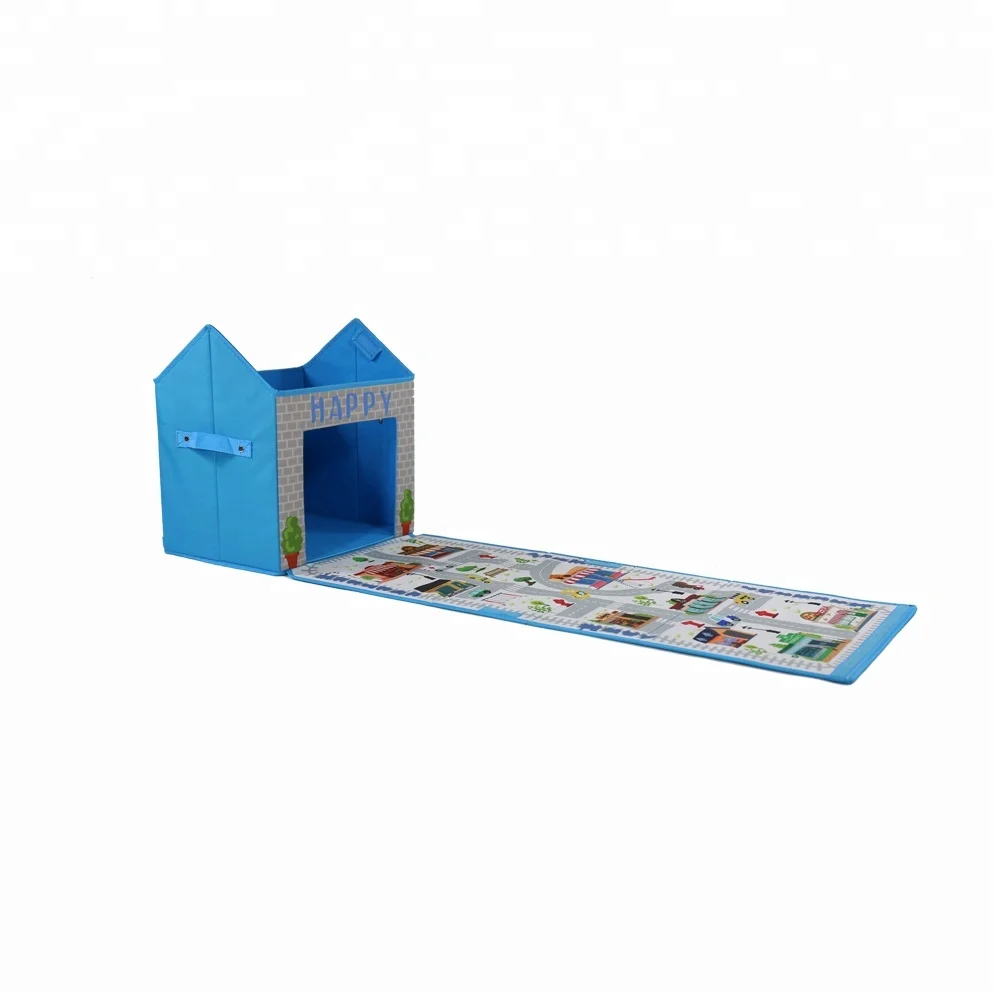 Cartoon House Storage Box With Roll Out Play Mat