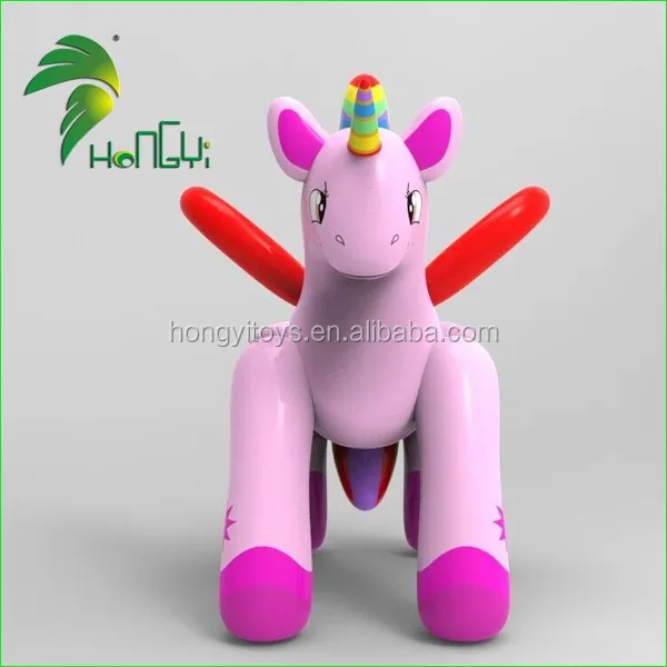Giant Hongyi Cartoon Inflatable Rainbow Unicorn Animal Toy , Inflatable Horse With Wings