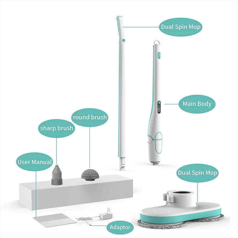 
High quanlity multi-purpose electric cleaning mop scrubber drill brush car washer floor sweeper sofa waxer bathroom brush set 