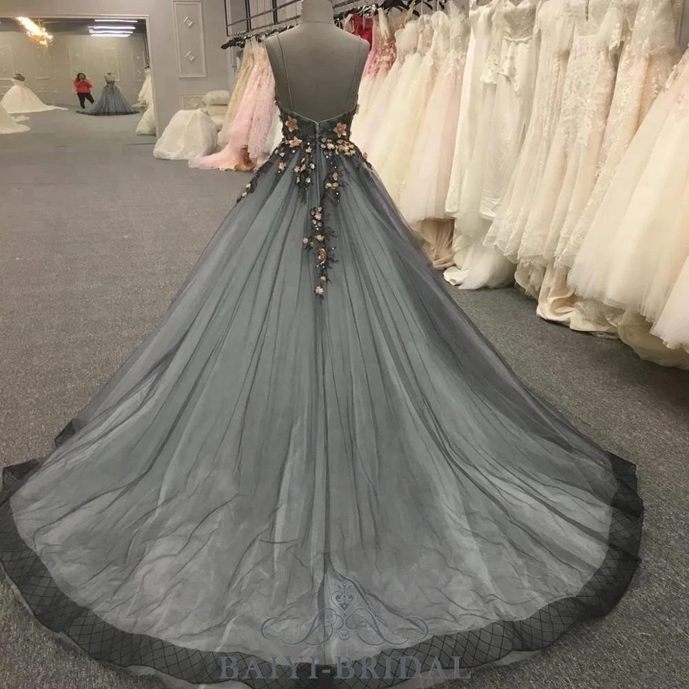 Sleeveless elegant wholesale flower strap black backless 2021 evening dresses