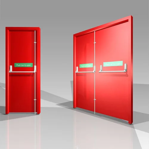 Hospital glass emergency exit doors size steel fireproof door with push bar