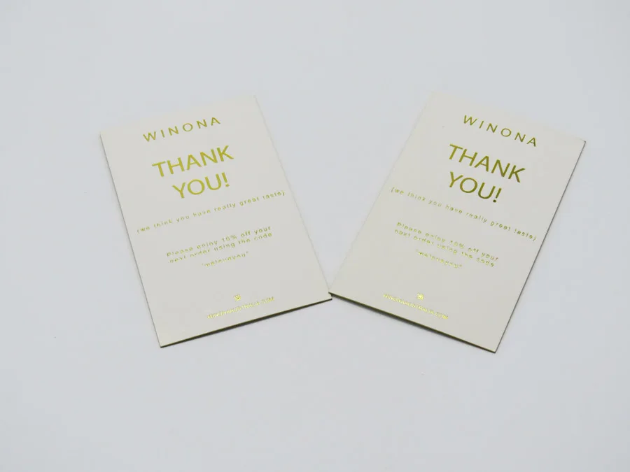 eco friendly with custom gold foil logo recycled thank you card art paper
