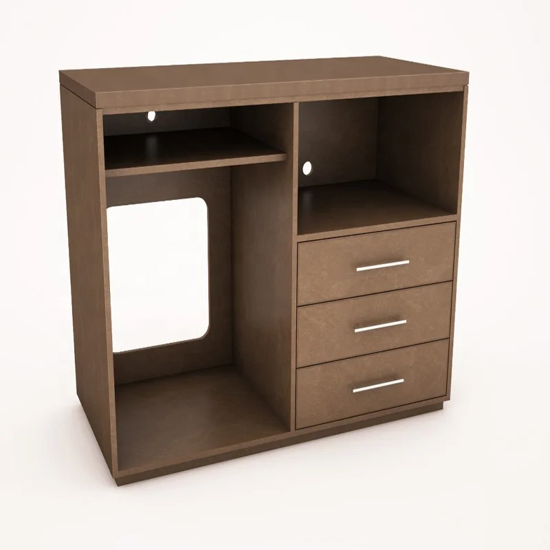 hotel furniture bedroom micro refrigerator cabinet combo with  3 drawer