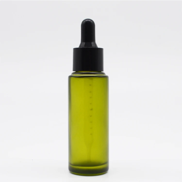 High quality olive green frosted essential oil  dropper glass bottles 20ml