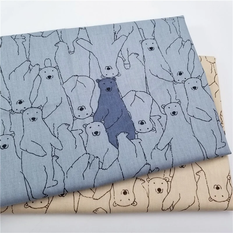 
Cute Bear Cloth 100 Cotton Twill Cartoon Print Woven Fabric for Sewing Kid Supplies 