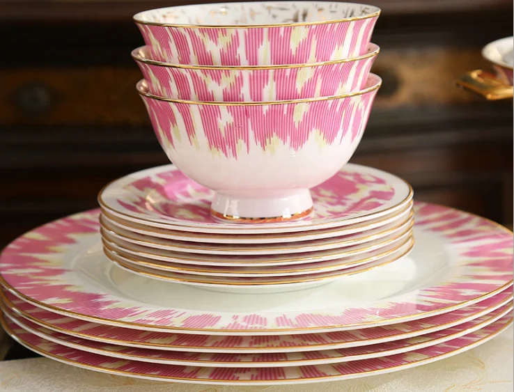 Elegant ceramic tableware dishes and plates set hotel 43pcs dinnerware for 6 persons