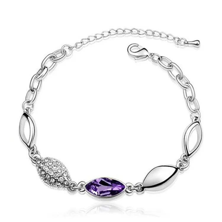 
amethyst cristal bracelet with white gold filled platinum plated crystal trendy wrist 