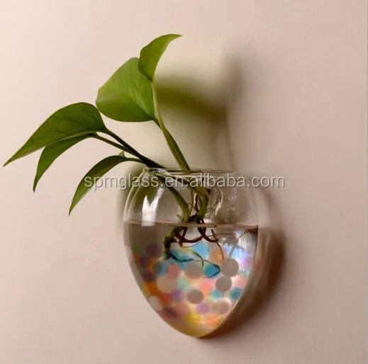 Pyrex Glass Material Unique Home Decoration Hydroponics Vase Fish Tank Wall Mounted Glass Vase
