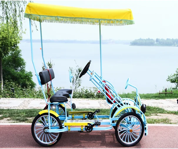 Luxurious Bicicleta 2 Person Tandem Surrey Quadricycle Sightseeing Bike For Park Rent