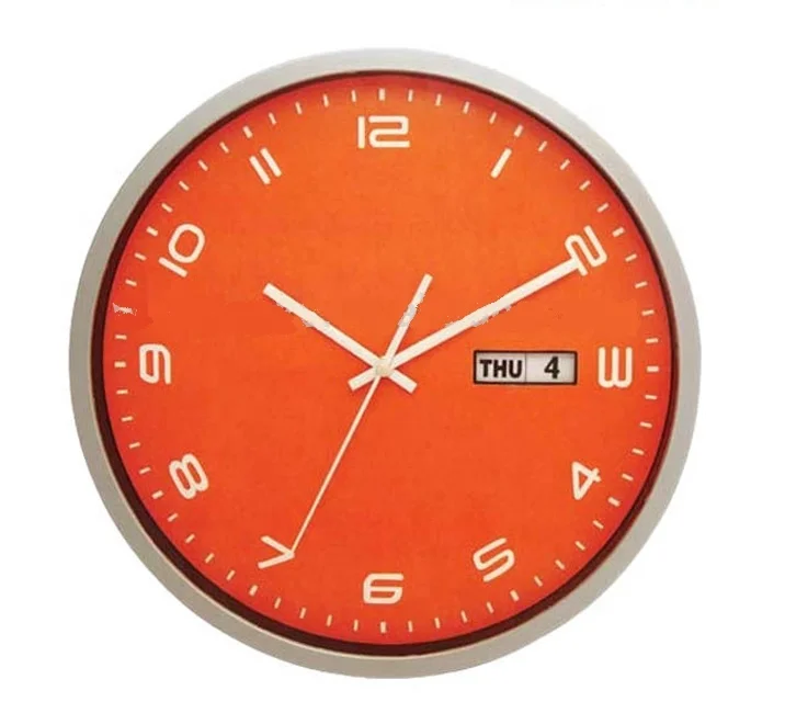 Modern Plastic Display Day Date Time Wall Clocks Decorative For Indoor