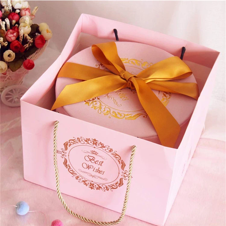 high quality wholesale custom pink velvet cylindrical gift box