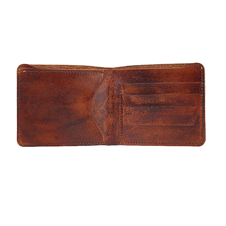 Genuine Leather rub with the hands slim retro men wallet