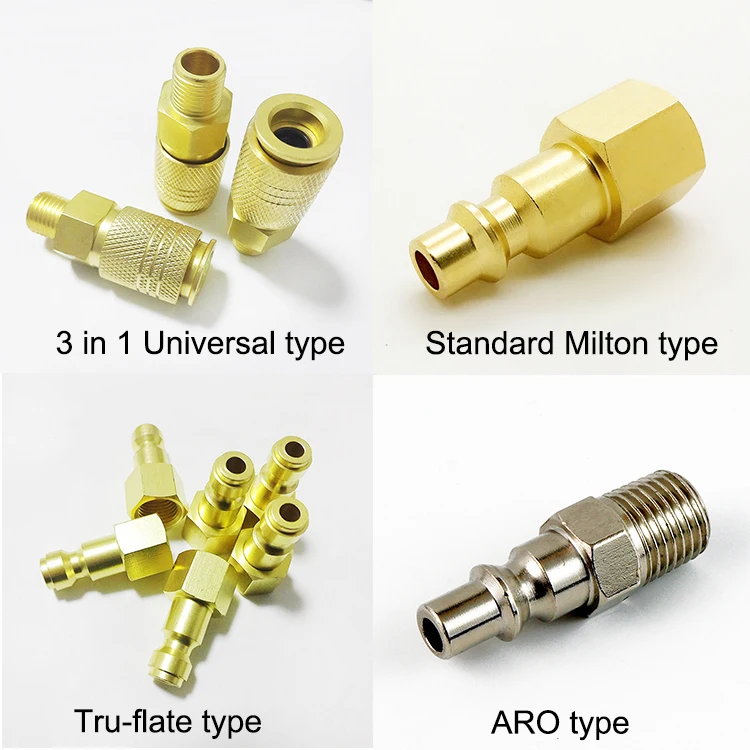 
One Touch 3 IN 1 American Universal type NU02-SM-02B Brass air hose quick release connector coupler pneumatic quick coupling 