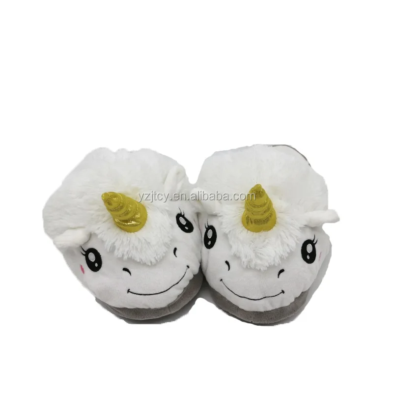 Low Moq Plush Unicorn Slippers Wholesale Custom Plush White Unicorn Slippers