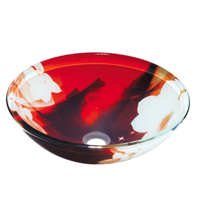 Mexican Painted Washing Colored Glass Vessel Bowl Sink Basin
