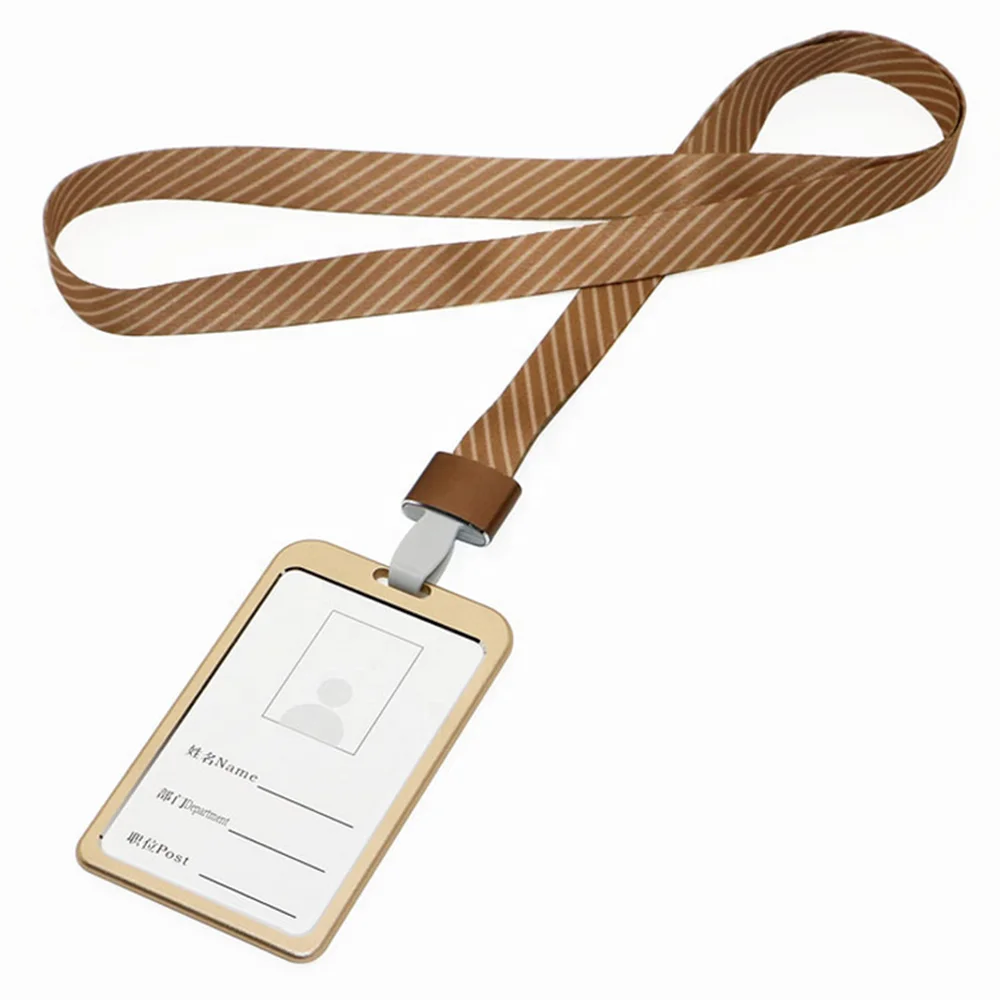 
Name badge holder Aluminum alloy ID card holer with ribbon for office working card 