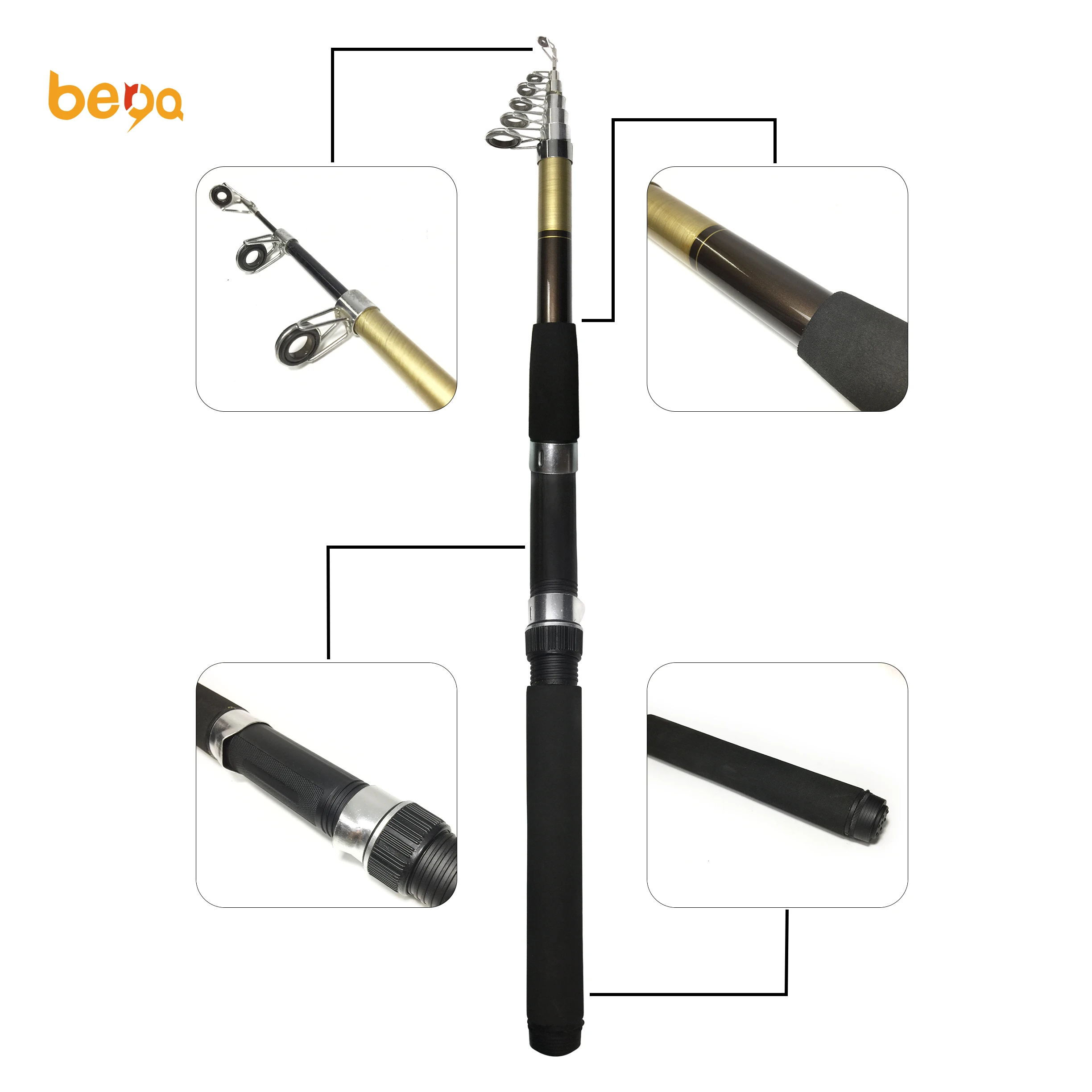 JIANGBA 3.0m Super Hard Carbon Telescopic Fishing Rod Sea Carbon Spinning Rod Metal Ring