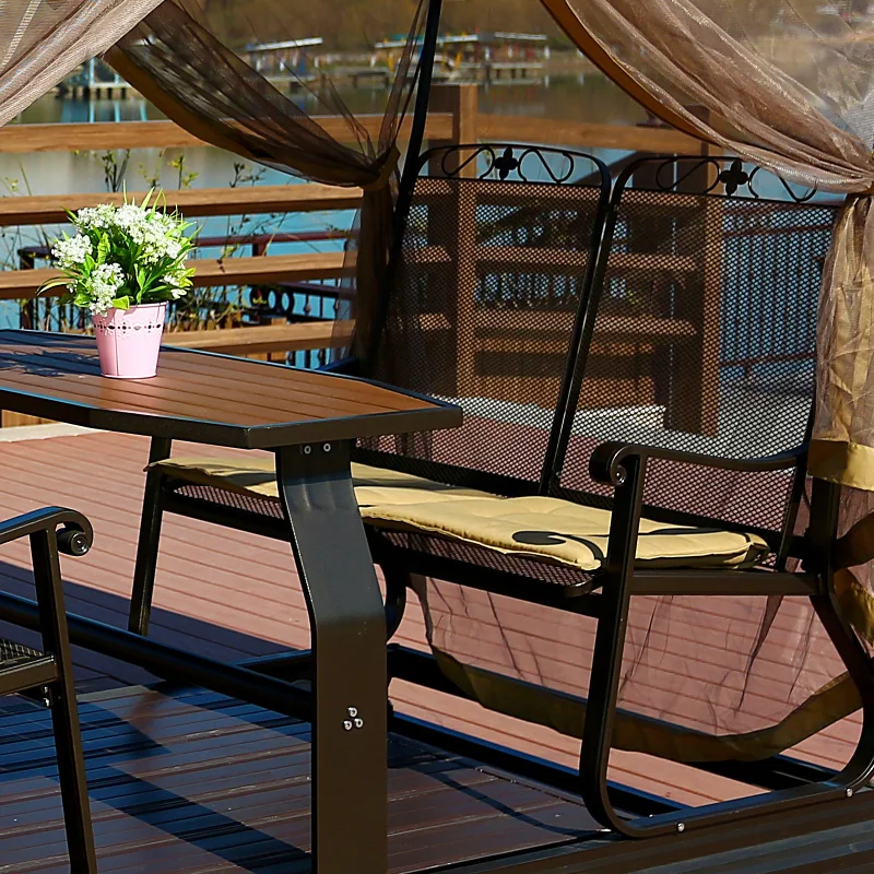 
New Hot Cheapest Aluminum Outdoor Swing Chair Garden Patio Beach Lounge 4 Seater Pool Leisure Out Door Lounger Furniture Chairs 