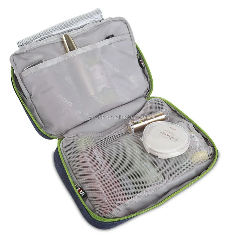 
Grey travel canvas makeup bag cosmetic organizer bag 