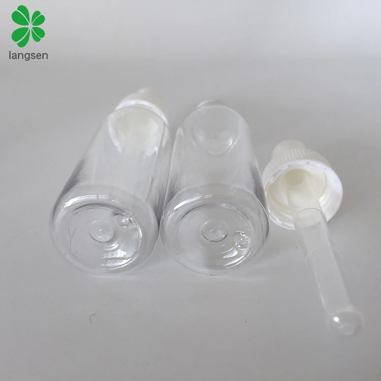Wholesale 30ml 1 oz/ounce plastic PET clear bottle with dropper, essential oil, pharmaceutical dropper white cap