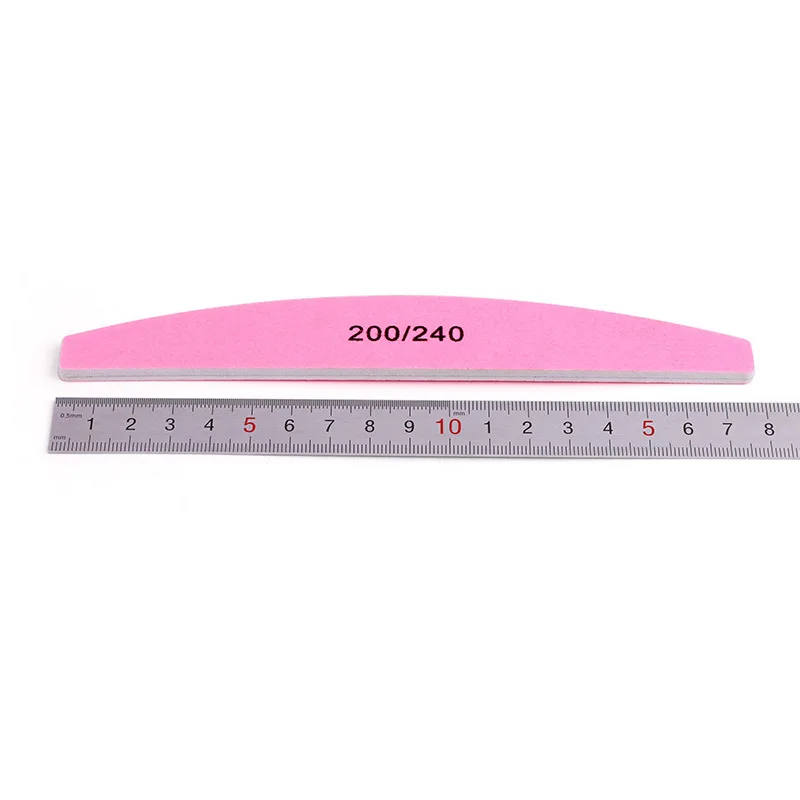 Double Sided 200/240 Grit Nail File Shiner Polisher Manicure Pedicure Nail Care Pink Fingernail File for Natural & Acrylic Nails
