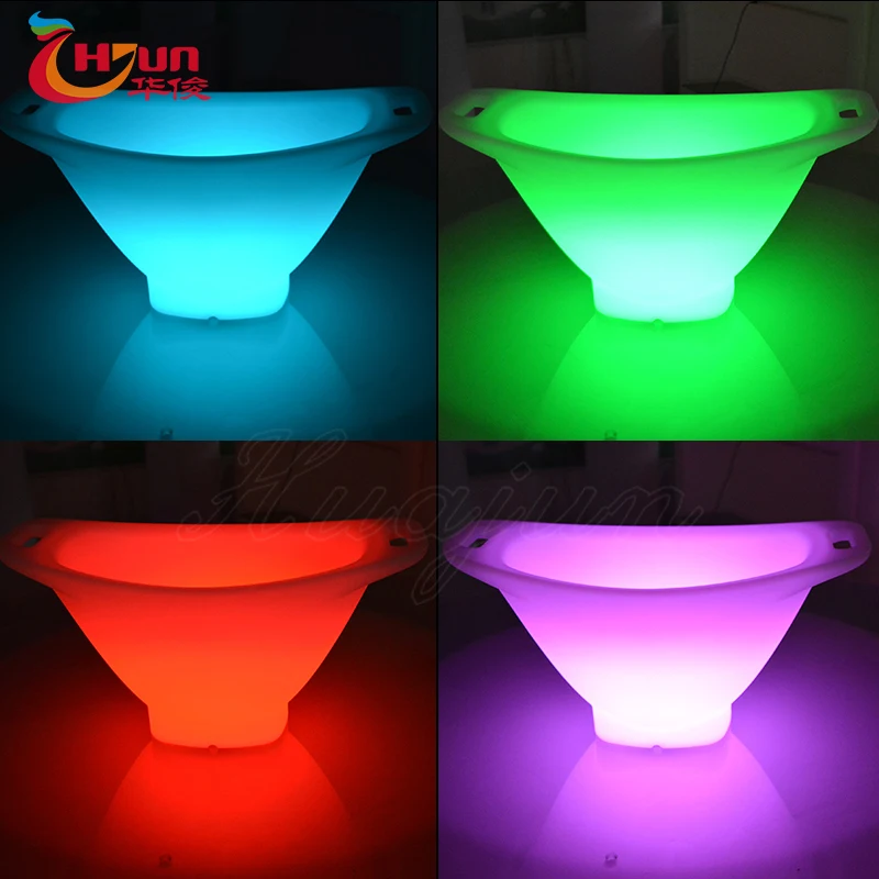 Modern plastic boat shape large led illuminated ice bucket for party