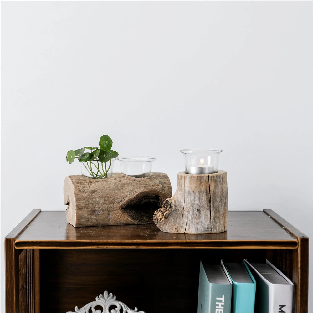 Simple Design Home Store Decoration Gift Wooden Candle Holder stand Candlestick