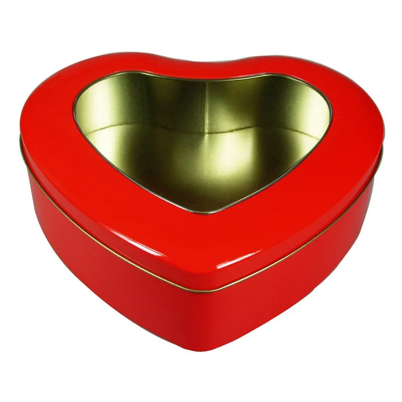
love heart shaped Wedding candy cookie packaging chocolate gift window tin box 