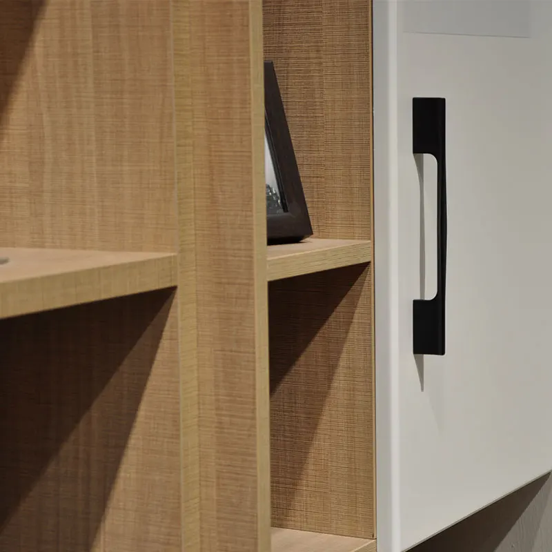 HJY European modern luxury wardrobes drawer kitchen cupboard pulls Clothes cabinet door matte black iron handles