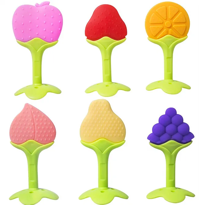 BPA Free Natural Organic Freezer Safe Fruit Silicone  Baby Teething Toys for Babies, Kids, Toddlers