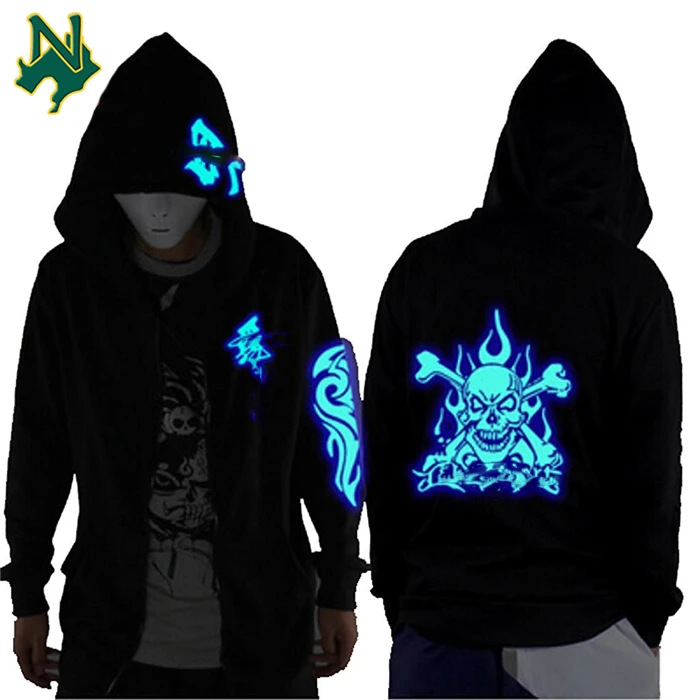 Wholesale Glow In The Dark Skeleton Hoodie Easy Halloween Custom Black Solid Color Plain Hoodies Young Sweatshirt Hoody Jacket