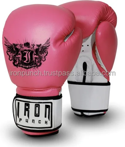Premier Leather Super Boxing Gloves Pink/White