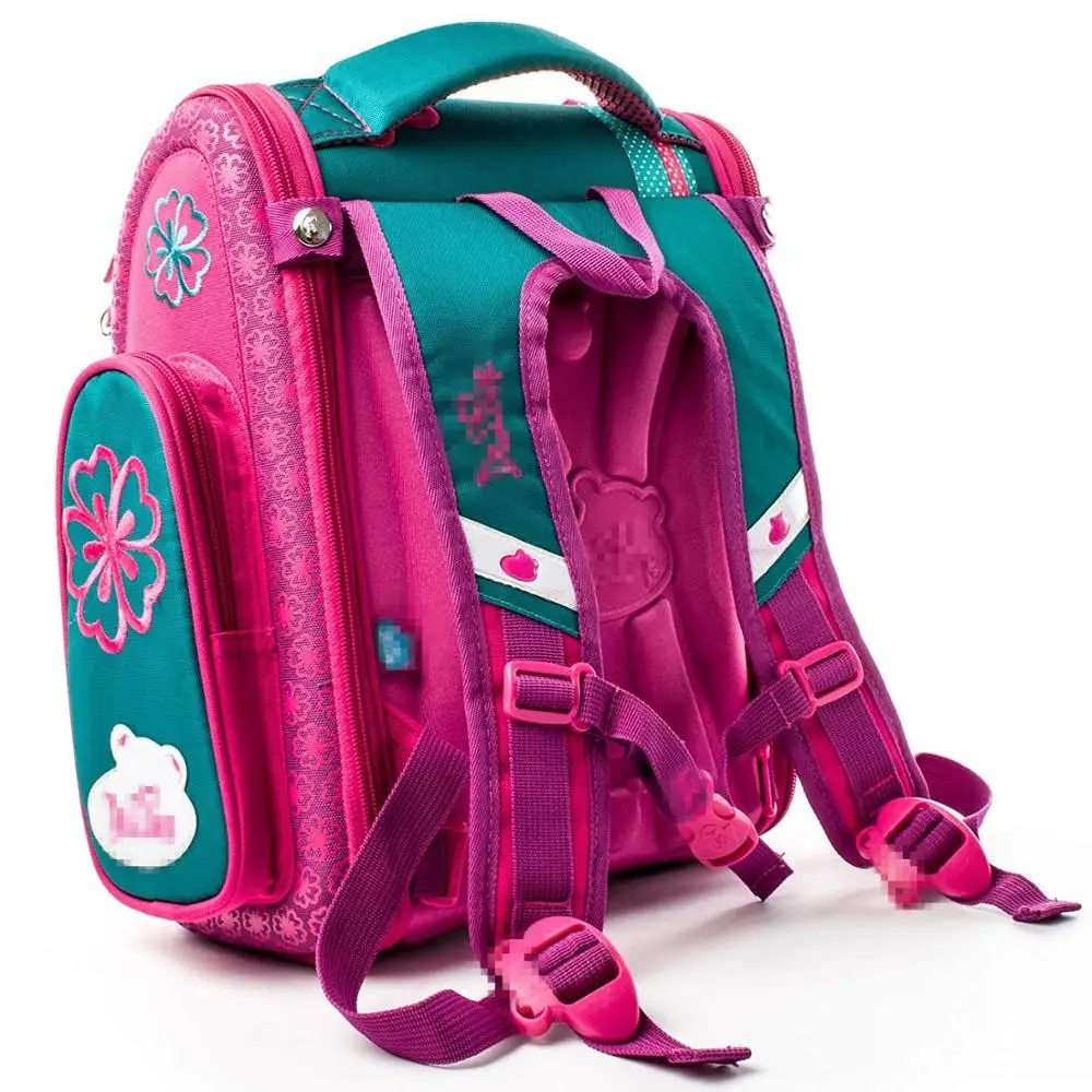 
1Cute flowers Lightweight Backpack with Doll Key Ring | Water Resistant School Bag for Girls (Pink) 