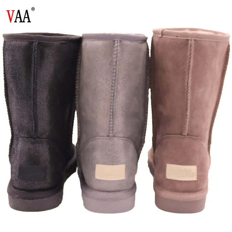 CF-196 Бесплатная образцы зима завод длиной до щиколотки из натуральной кожи и подкладка из овчины женская зимняя обувь