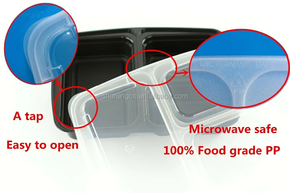 Factory 3 Compartment Meal Prep Containers with Lids, Food Storage box, BPA Free Plastic Reusable microwavable dishwasher safe